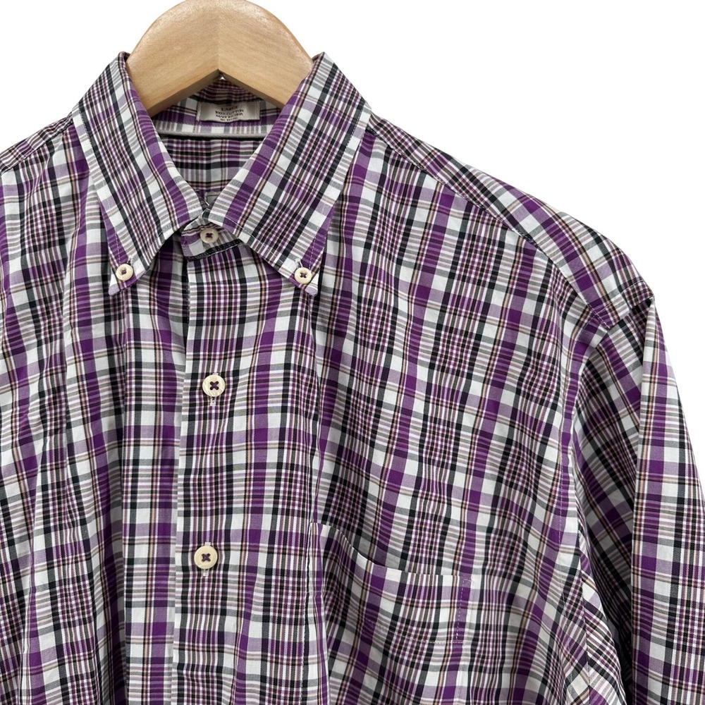 Peter Millar Mens Large Plaid Button Down Shirt Long Sleeve‎ 100% Cotton